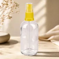 Befüllbare 100ml Flasche mit Sprühkopf gelb transparent für Reise und Alltag
