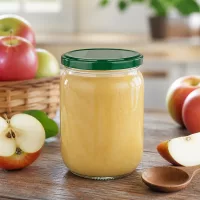 Klares 555ml Rundglas UNiTWIST mit grünem Schraubdeckel zum Haltbarmachen von Apfelmus und Marmelade
