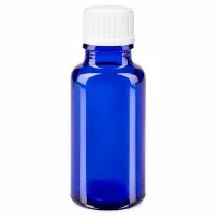Blaue Medizinflasche 20ml Glas mit UV-Schutz und weißem Schraubdeckel Standard