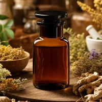 Braunglas Weithalsflasche 100ml mit Glasstopfen perfekt für Kräutermedizin und Aromatherapie