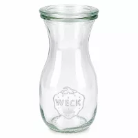 WECK Saftflasche 290ml aus Glas mit Glasdeckel RR60 transparent mit Weck-Logo für Saft und Getränke