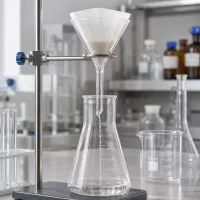 Chemietrichter Kurzstil Borosilikat mit 45mm Durchmesser für sichere Flüssigkeitsübertragung