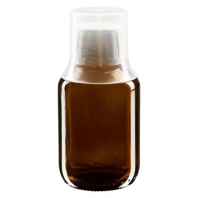 100ml Medizinflasche braun, Verschluss Originalitätsverschluss mit Dosierbecher 30ml ApoGlas