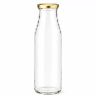500ml Glasflasche mit goldenem BasicSeal Deckel leer transparent für Getränke Milch Saft UN-zertifiziert