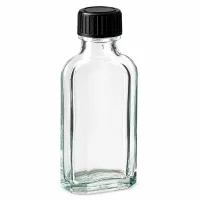 Hochwertige Meplat Klarglasflasche 50ml mit schwarzer Schraubkappe und Dichtung