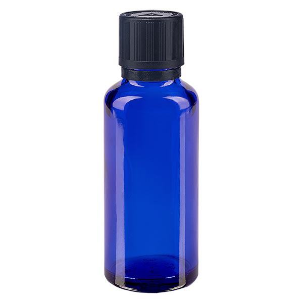 Apothekenflasche blau 30ml Tropfer Giessring 1mm schwarz Kindersicherung Blin...