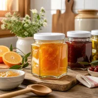 Kleine Hexagon Einmachgläser 47ml im 48er Sparset mit weißem Deckel für Marmelade und Aufstriche