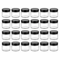 UNiTWIST 24 Stück 130ml Rundgläser Schraubgläser schwarz transparent Aufbewahrung