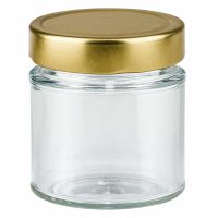 154ml Rundglas mit goldenem BasicSeal Deckel transparent leer Marmeladenglas Honig Konservenglas