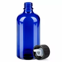 Professionelle 100ml Tropfflasche in Blau mit schwarzem Verschluss für exakte Tropfenabgabe