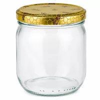 Leeres 500g Honigglas mit goldenem Bienenwaben-Schraubdeckel für Imkerei und Honigabfüllung