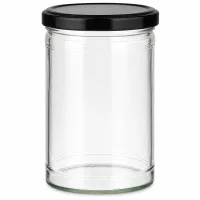Leeres 1053ml Sturzglas mit schwarzem BasicSeal Deckel UN-zertifiziert für Konservierung und Aufbewahrung