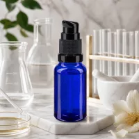10ml Blauglas Pumpflasche STD schwarz für präzise Dosierung von Kosmetikprodukten