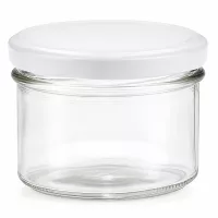 225ml Sturzglas mit weißem BasicSeal Deckel, leeres Einmachglas aus Glas für Marmelade und Konserven
