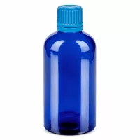 Professionelle 100ml Laborflasche in Blau mit Schraubgewinde 11mm und Ausgießer