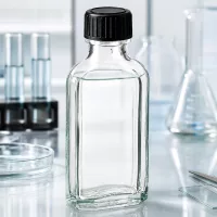 Kompakte 50ml Vierkantflasche klar mit LKD-Dichtscheibe für pharmazeutische Anwendungen