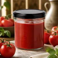 Hausgemachte Tomatenpassata haltbar gemacht im 125ml UNiTWIST Sturzglas schwarzer Metalldeckel