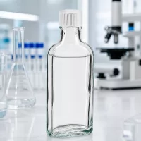 Flache quadratische 100ml Glasflasche klar mit Schraubverschluss und Gießring