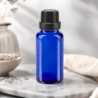 Hochwertige blaue 20ml Glasflasche mit Sicherheitsverschluss für Parfüm und Serum