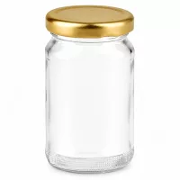 UNiTWIST 110ml Rundglas Set 6 Stück aus hochwertigem Klarglas mit Golddeckel