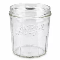 324ml Le Parfait Einmachglas ohne Deckel zeigt klassisches Relief-Design und Schraubgewinde für Marmelade