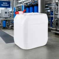 Quaderförmiger PE-Kanister 15L mit integriertem Auslaufventil für Wasserbehandlung