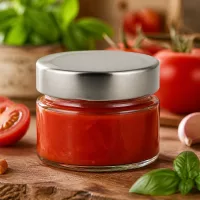 Kleines Rundglas 130ml UNiTWIST mit silbernem Deckel gefüllt mit hausgemachter Pastasauce