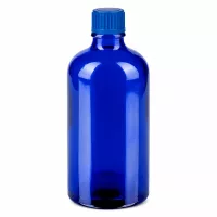 Zylindrische blaue Flasche 100ml mit schlanker Form und engem Hals