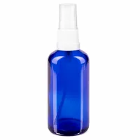 Runde kobaltblaue 50ml Glassprayflasche mit UV-Schutz und weißem Sprühkopf