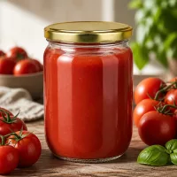Hausgemachte Tomatenpassata in 555ml Rundglas mit sicherem BasicSeal Deckel in Gold