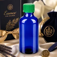 Handliche BlueLine Glasflasche 50ml mit ergonomischem Design für einfache Handhabung