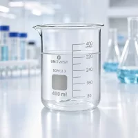 Chemielabor-Becherglas 400ml niedriger Form aus transparentem Borosilikatglas mit Ausgießer