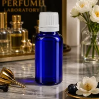 Kleine blaue Glasflasche 20ml mit 11mm OV-Verschluss für Parfümherstellung und Laboranwendung