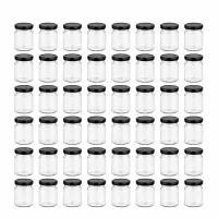 Minigläser Set 48 Stück 53ml Klarglas rund mit schwarzem Deckel UNiTWIST