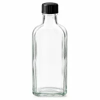 Hochwertige Meplat Glasflasche 100ml klar mit schwarzem Kunststoffschraubverschluss