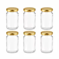 UNiTWIST Rundglas-Set 6x110ml mit goldenen Metalldeckeln für Gewürze und Konserven