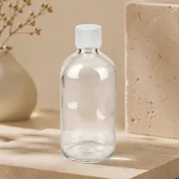 Schlanke 100ml Glasflasche ClearLine Serie weißer Sicherheitsdeckel 11mm Probenaufbewahrung