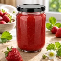 555ml Rundglas BasicSeal Deckel schwarz ideal zum Einkochen von Sommerfrüchten wie Erdbeeren