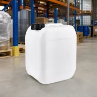 Rechteckiger 5 Liter Kanister in Weiß mit schmalem Ausgießer und Schraubdeckel