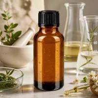 Bernsteinfarbene Apothekerflasche 20ml mit ätherischen Ölen und Naturkräutern