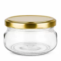 24er-Set kleine Vorratsgläser 120 ml mit goldenem Deckel bauchige Form lebensmittelecht UNiTWIST