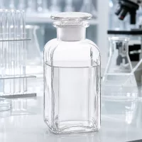 Reagenzflasche 350ml Vierkant Weithals Klarglas mit rundem Glasstopfen für Labor