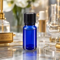 10ml blaue Dropper-Flasche aus UV-Schutzglas mit schwarzem KiSi-Schraubverschluss 1mm Einsatz