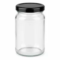 Leeres klares Glasgefäß 110ml mit schwarzem Deckel UNiTWIST Vorratsdose 6er Pack