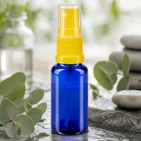 Medizinische Kleinstflasche 20ml Blauglas Zerstäuber gelb für ätherische Öle und Kosmetik