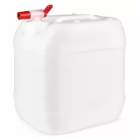 Großer weißer Vorratsbehälter 15L mit Zapfhahn und stabilem Griff aus Polyethylen