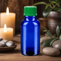 20ml Tropfbehälter aus UV-schützendem blauen Glas mit sicherem grünem Verschlusssystem UT18/20