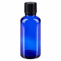 50ml pharmazeutische Tropfflasche blau mit originalitätssicherem KiSi Verschluss schwarz