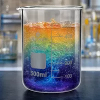 Reagenzglas-Alternatve UNiTWIST Becherglas 500ml niedrige Form mit violett-orange Farbverlauf