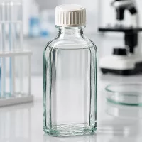 Kompakte Meplat Flasche 50ml Klarglas mit weißem Verschluss und Reagenzglasständer